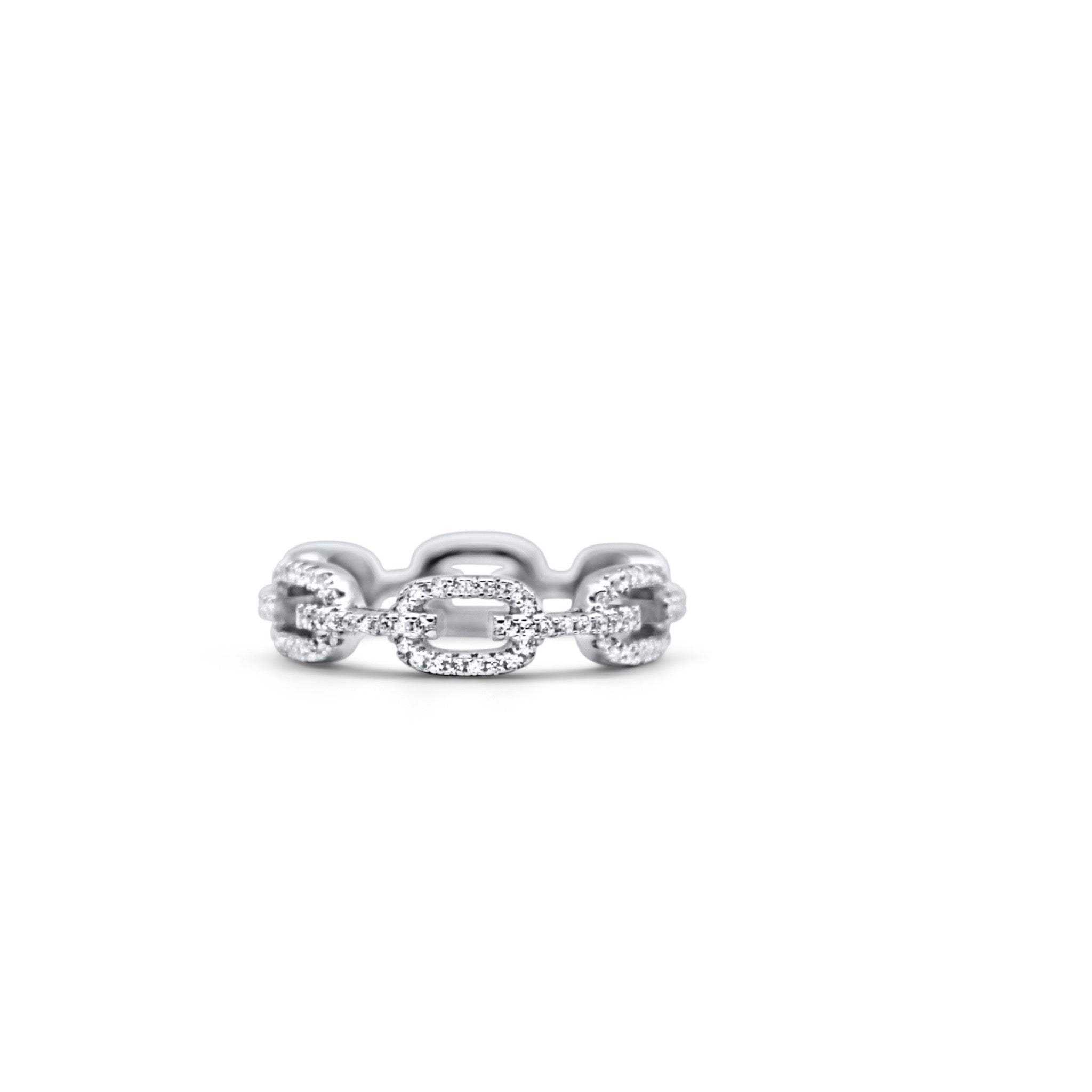 925 Sterling Silver ‘Foxi’ Link Ring Silver