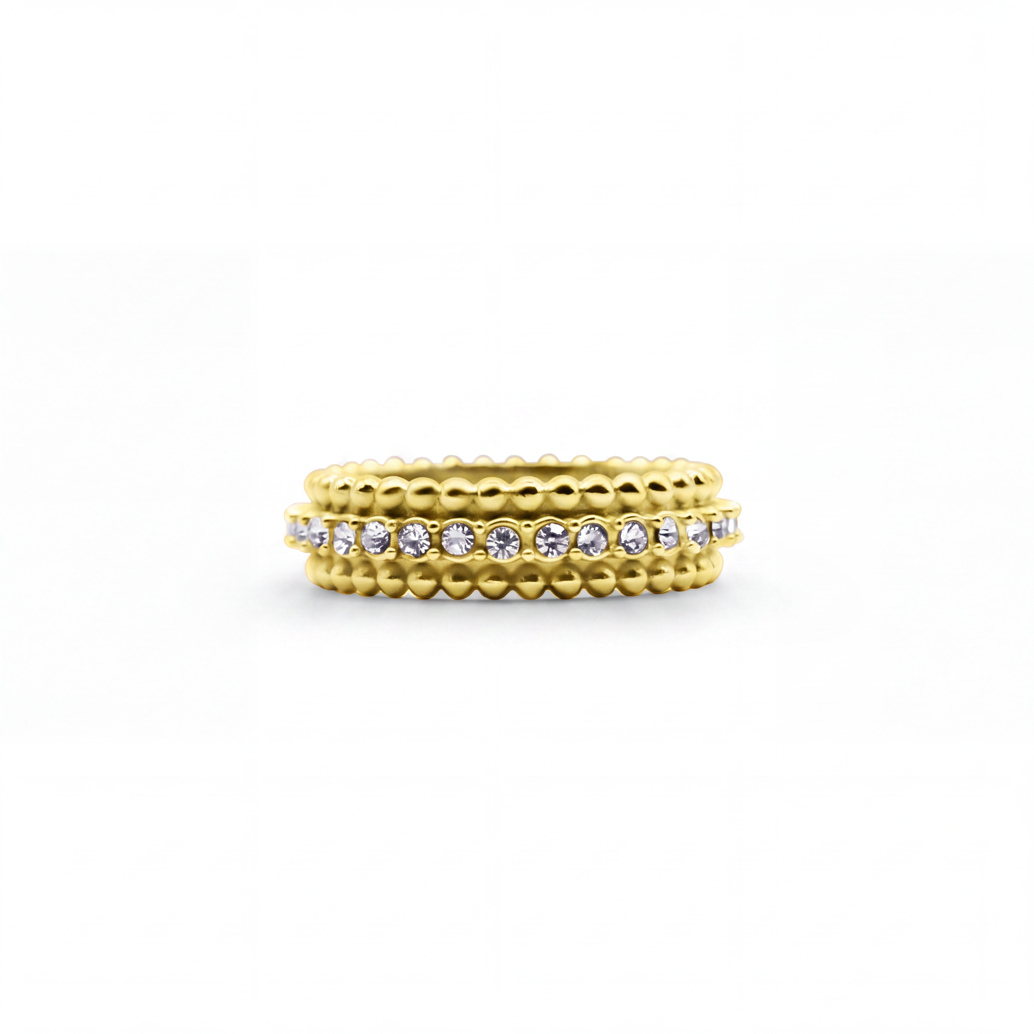 Silver ring with a diamond on a white background
